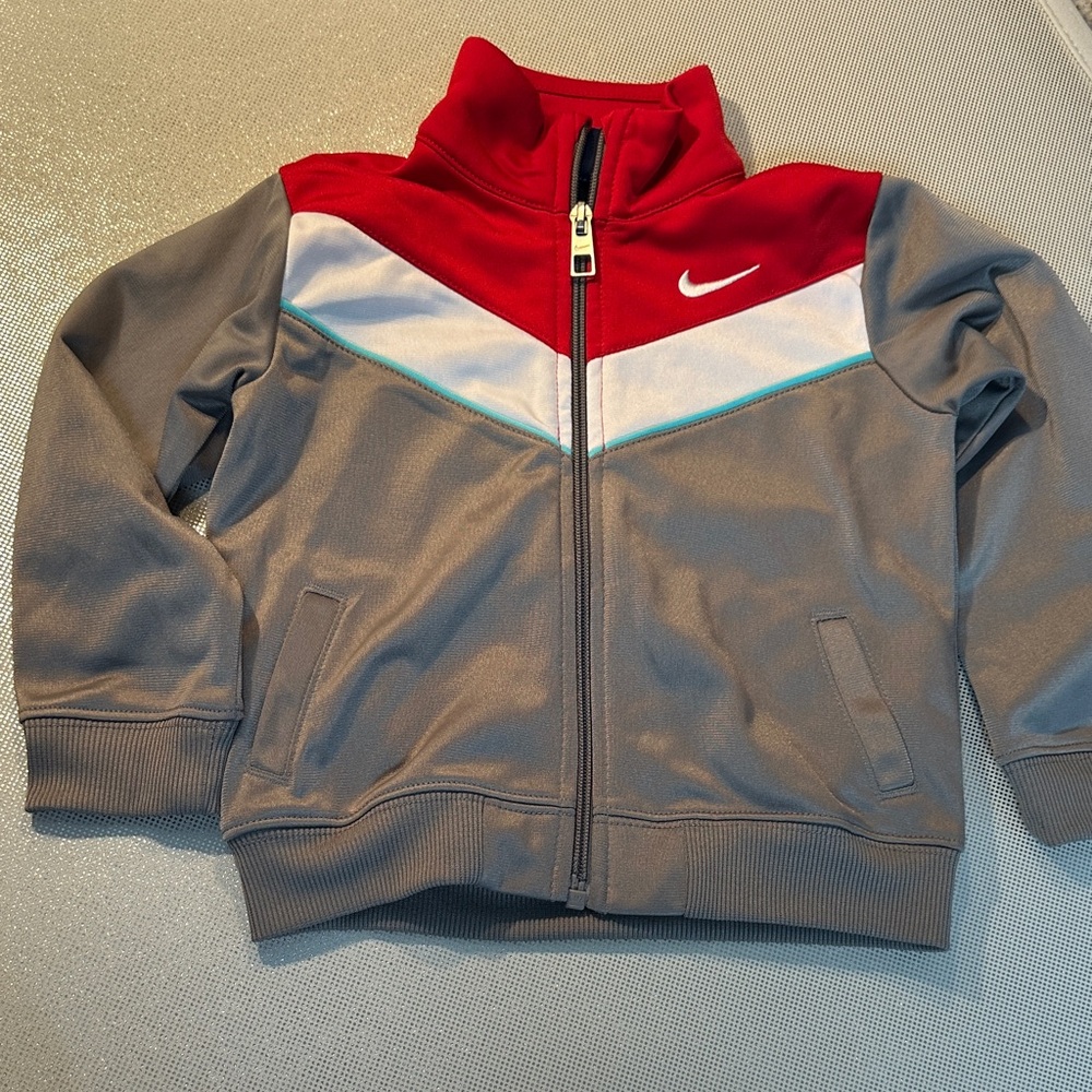 Nike Red and Gray Zip-Up Track Jacket